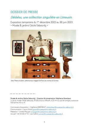 Dossier De Presse Dédales - Musée Cécile Sabourdy