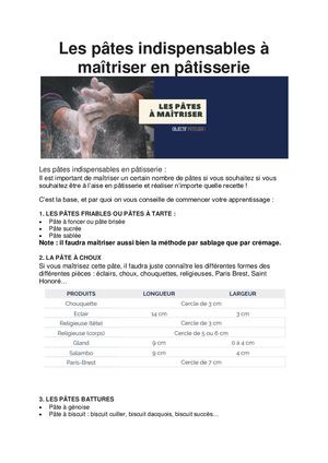 Les pâtes indispensables à maîtriser en pâtisserie.