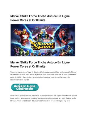 Marvel Strike Force Triche Astuce En Ligne Power Cores Et Or Illimite