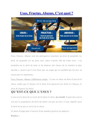Usus, Fructus, Abusus | Définition simple