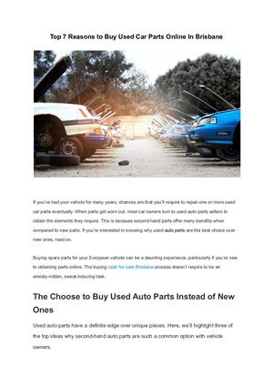 Top 7 Reasons To Buy Used Car Parts Online In Brisbane