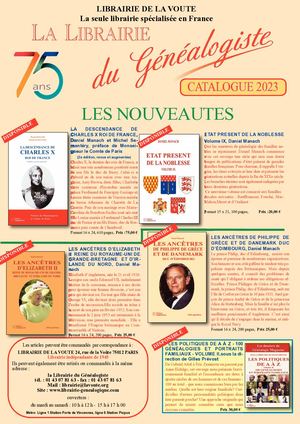 Catalogue du Généalogiste 2023