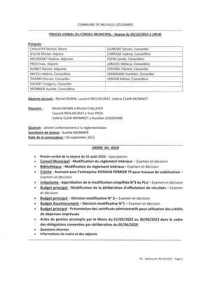 Conseil Du 05 Octobre 2022