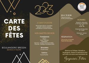 Carte Des Fêtes 2022 Boulangerie Bressin