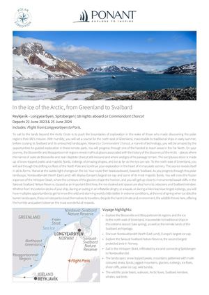 PONANT - In The Ice Of The Arctic, From Greenland To Svalbard Flyer (Editable).