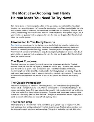 The Most Jaw Dropping Tom Hardy Haircut Ideas You Need To Try Now