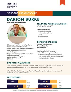 Student Insight Card Sample #1