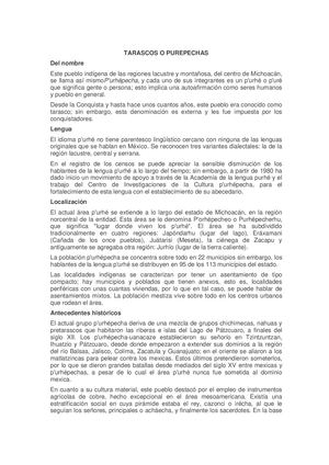 Tarascos O Purepechas Informacion Etnografica