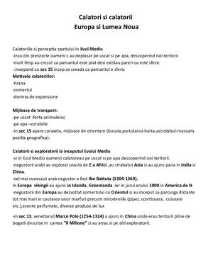 Calatori Si Calatorii Europei Si Lumea Noua