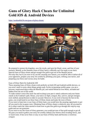 Guns Of Glory Hack Cheats For Unlimited Gold I Os & Android Devices