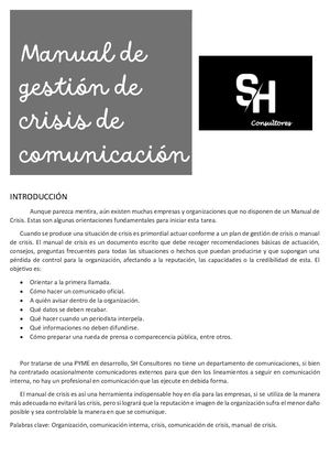 Plan De Gestión Y Comunicación De Crisis Stephanie Hidalgo Calderón