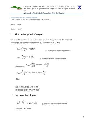 Note De Calcul Appareil D'appuis