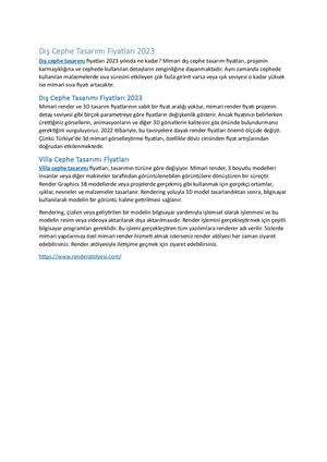 Dış Cephe Tasarımı Fiyatları 2023