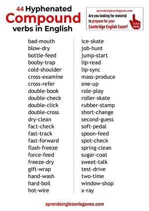 44 Hyphenated Compound Verbs (Table)