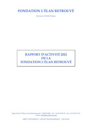 Rapport D'activité 2021 Fondation L'élan Retrouvé
