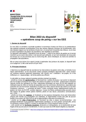 Bilan 2022 du dispositif « opérations coup de poing » sur les EEE