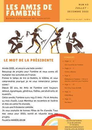 Bulletin D'information Les Amis De Fambine Décembre 2022
