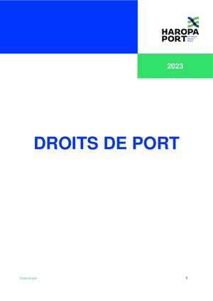 Brochure tarifaire droits de port 2023