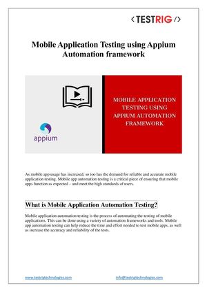 Mobile Application Testing Using Appium Automation Frameworks