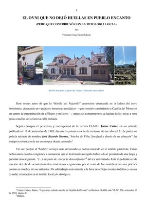 El Ovni Que No Dejo Huellas En Pueblo Encanto