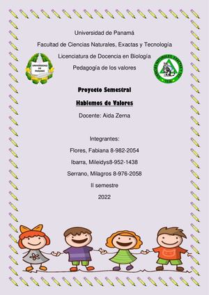 Proyecto Pedagogia De Los Valores