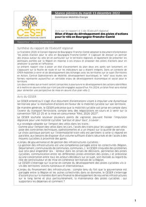 Bilan d'étape du développement des pistes d'actions pour le vélo en Bourgogne-Franche-Comté