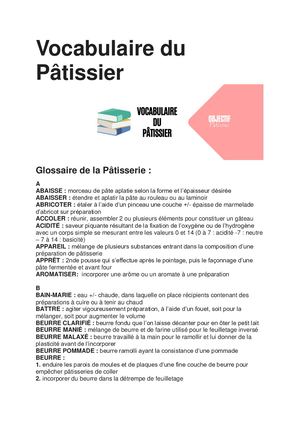 Vocabulaire du pâtissier : Tout savoir