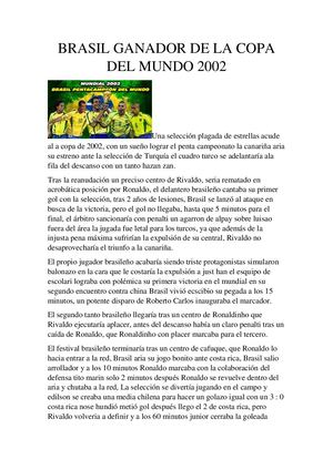 Brasil Ganador De La Copa Del Mundo 2002