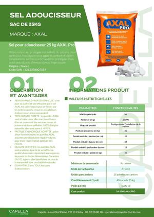 Fiche technique Sel Axal 25kg