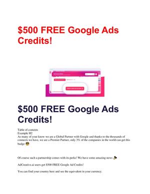 500 Free Google Ads Credits