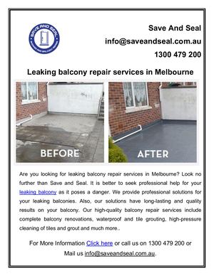 Leaking Balcony Repair Services In Melbourne