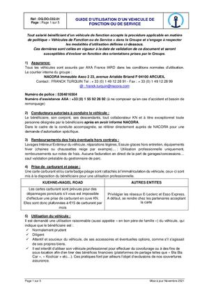 Kn Fr Car Policy France Modalités D'utilisation Des Véhicules 15112021