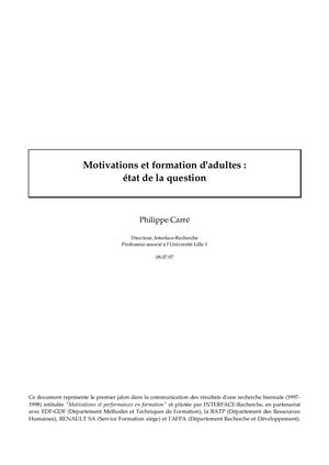 Motivations et formation d'adultes
