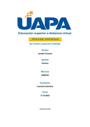 Portafolio Trabajo Final De Ser Humano Y Desarrollo Sostenible Janoiki Ventura