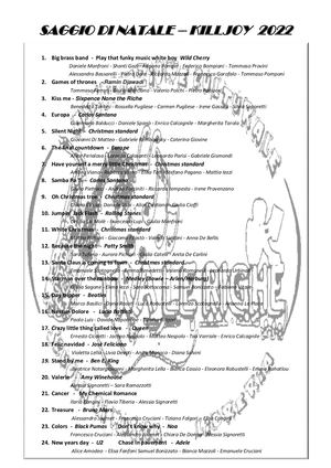 Scaletta Saggi Dicembre 2022