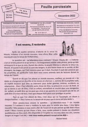 Feuille paroissiale Décembre 2022