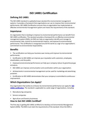 Iso 14001 Certification Nigeria 1