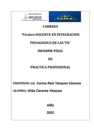 Informe De Practica Profesional Hilda Cáceres