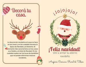Folleto Diptico Villancicos Navideños Ilustrado Beige