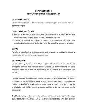 Experimento N 4 Destilación