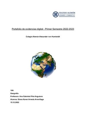 Portafolio De Evidencias Digital Diana Karen Arreola Geografía