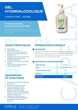 Fiche technique Gel Hydroalcoolique Aloé Vera