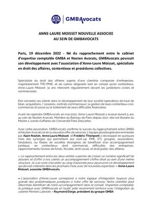 Communique De Presse Anne Laure Moisset