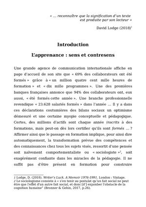 Pourquoi et comment les adultes apprennent... Introduction