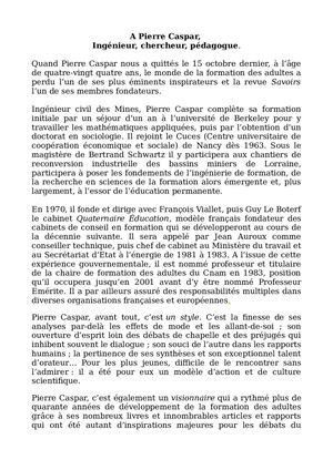 Hommage à Pierre Caspar