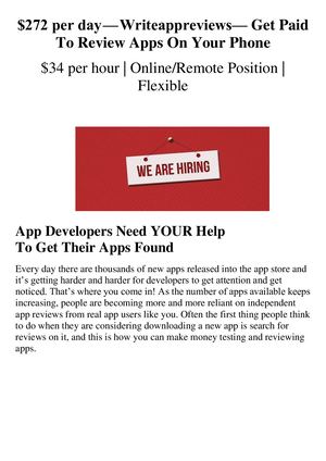 272 per day — Writeappreviews— Get Paid To Review Apps On Your Phone