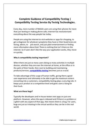 Complete Guidance Of Compatibility Testing
