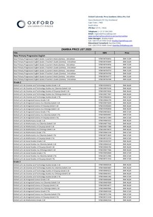 Zambia Schools Pricelist 2023