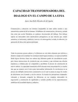 Capacidad Transformadora Del Dialogo En El Campo De La Epja Ana Morales