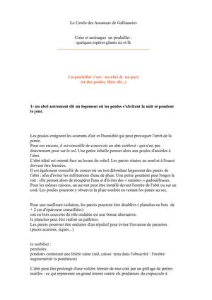 Créer Un Poulailler Repères